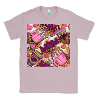 Lilac mom coffee cups with leopard seamless pattern bbs Classic Tee - BundleAndBundleShop
