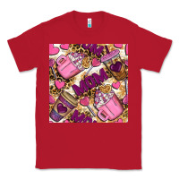 Red mom coffee cups with leopard seamless pattern bbs Classic Tee - BundleAndBundleShop
