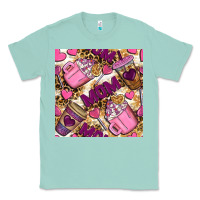 Seafoam mom coffee cups with leopard seamless pattern bbs Classic Tee - BundleAndBundleShop