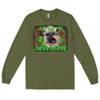 Army Green lucky heifer with glasses st patricks Long Sleeve Tee - Artiststas