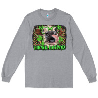 Heather Grey lucky heifer with glasses st patricks Long Sleeve Tee - Artiststas