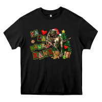 Black Fa La La Trex Christmas Heavy Core Tee - FaDigitalArtStudio