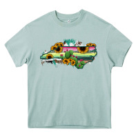 Arona North Carolina Map Sunflower Cactus Serape Heavy Core Tee - RanaPortraitStore
