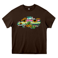 Chocolate Brown North Carolina Map Sunflower Cactus Serape Heavy Core Tee - RanaPortraitStore