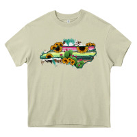 Mossy North Carolina Map Sunflower Cactus Serape Heavy Core Tee - RanaPortraitStore