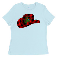 Baby Blue cowboy christmas Ladies Tee - CowhideDigitalArt
