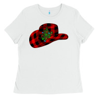 White cowboy christmas Ladies Tee - CowhideDigitalArt