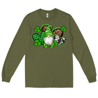 Army Green st patricks day gnome with western hearts Long Sleeve Tee - Artiststas