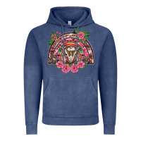 Vintage Denim pink floral baby goat rainbow Vintage Hoodie - BarkalooDesign