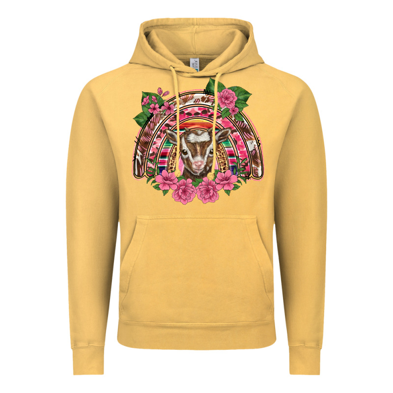 Pink Floral Baby Goat Rainbow Vintage Hoodie by BarkalooDesign | Teevron