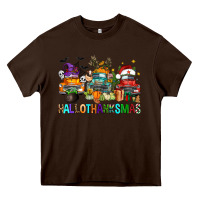 Chocolate Brown hallothanksmas trucks Heavy Core Tee - FaDigitalArtStudio