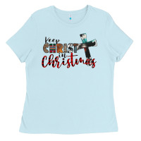 Baby Blue keep christ in christmas Ladies Tee - CowhideDigitalArt