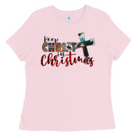 Bubblegum Pink keep christ in christmas Ladies Tee - CowhideDigitalArt