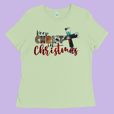Keep Christ In Christmas Ladies Tee Designed By Cowhidedigitalart