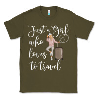 Army Green just a girl who loves to travel traveling women nomad t shirt Classic Tee - baoMotion