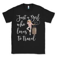 Black just a girl who loves to travel traveling women nomad t shirt Classic Tee - baoMotion