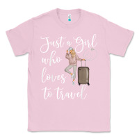 Bubblegum Pink just a girl who loves to travel traveling women nomad t shirt Classic Tee - baoMotion