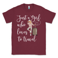 Burgundy just a girl who loves to travel traveling women nomad t shirt Classic Tee - baoMotion