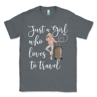 Charcoal Heather just a girl who loves to travel traveling women nomad t shirt Classic Tee - baoMotion