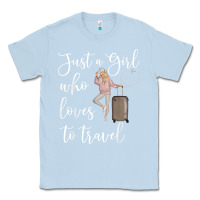 Dusty Blue just a girl who loves to travel traveling women nomad t shirt Classic Tee - baoMotion