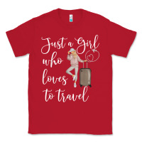 Red just a girl who loves to travel traveling women nomad t shirt Classic Tee - baoMotion