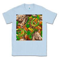 Dusty Blue St. Patrick's Day Horse With Horseshoes Seamless Classic Tee - FaDigitalArtStudio