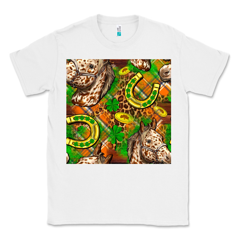 St. Patrick's Day Horse With Horseshoes Seamless Classic Tee by FaDigitalArtStudio | Teevron