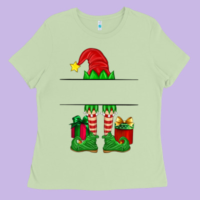 Christmas Elf Custom Name Ladies Tee Designed By Artiststas