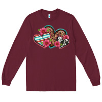 Burgundy easter spring western hearts Long Sleeve Tee - Artiststas