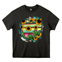 Asphalt Ohio Map Sunflower Cactus Serape Heavy Core Tee - RanaPortraitStore