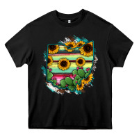 Black Ohio Map Sunflower Cactus Serape Heavy Core Tee - RanaPortraitStore