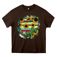 Chocolate Brown Ohio Map Sunflower Cactus Serape Heavy Core Tee - RanaPortraitStore
