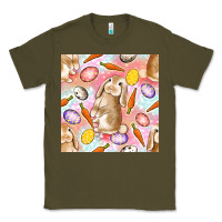 Army Green Happy Easter Bunny Seamless Pattern Classic Tee - BundleAndBundleShop
