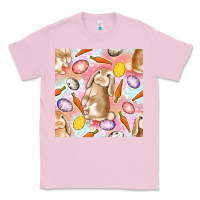 Bubblegum Pink Happy Easter Bunny Seamless Pattern Classic Tee - BundleAndBundleShop