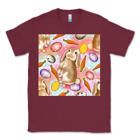 Burgundy Happy Easter Bunny Seamless Pattern Classic Tee - BundleAndBundleShop