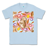 Dusty Blue Happy Easter Bunny Seamless Pattern Classic Tee - BundleAndBundleShop