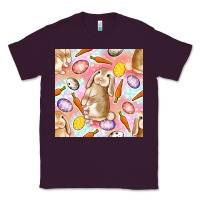 Plum Happy Easter Bunny Seamless Pattern Classic Tee - BundleAndBundleShop