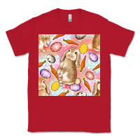 Red Happy Easter Bunny Seamless Pattern Classic Tee - BundleAndBundleShop