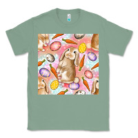 Sage Happy Easter Bunny Seamless Pattern Classic Tee - BundleAndBundleShop