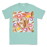 Seafoam Happy Easter Bunny Seamless Pattern Classic Tee - BundleAndBundleShop