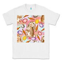 White Happy Easter Bunny Seamless Pattern Classic Tee - BundleAndBundleShop