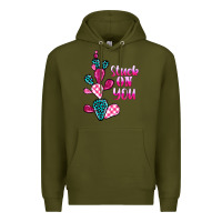 Army Green stuck on you cactus Premium Hoodie - BarkalooDesign