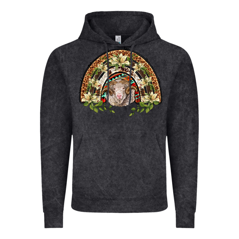 Merino Wool Ram Lily Rainbow Vintage Hoodie by BarkalooDesign | Teevron