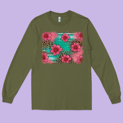 Easter Spring Leopard Serape Background Long Sleeve Tee Designed By Artiststas