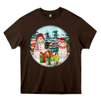 Chocolate Brown Christmas snowman Heavy Core Tee - FaDigitalArtStudio