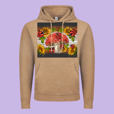 Ladybug Mushrooms Vintage Hoodie Designed By Barkaloodesign