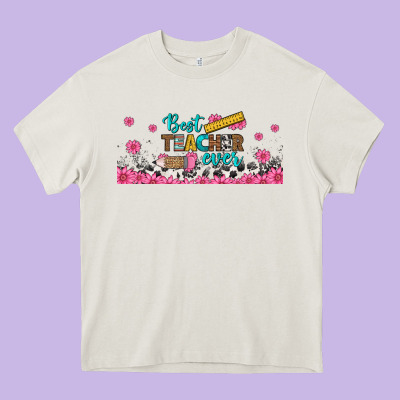 Best Teacher Ever Libbey Glass Heavy Core Tee Designed By Bundleandbundleshop