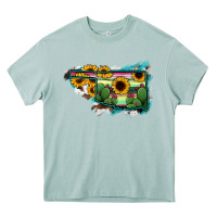 Arona Oklahoma Map Sunflower Cactus Serape Heavy Core Tee - RanaPortraitStore