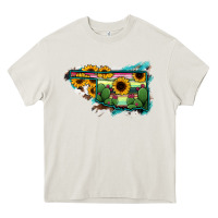 Cream Oklahoma Map Sunflower Cactus Serape Heavy Core Tee - RanaPortraitStore