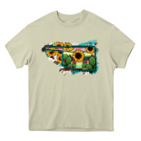 Mossy Oklahoma Map Sunflower Cactus Serape Heavy Core Tee - RanaPortraitStore